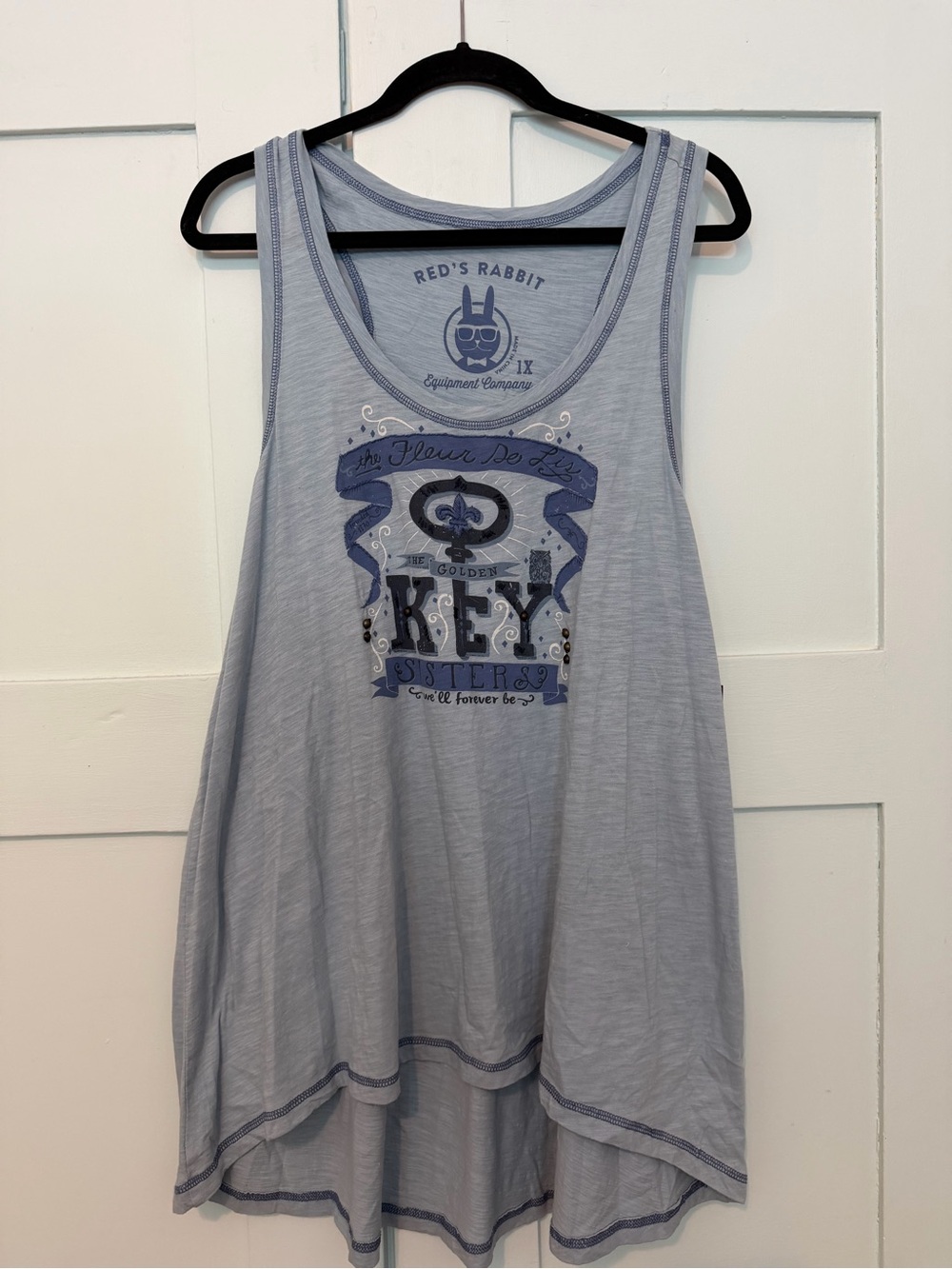 Red's Rabbit Light Blue Graphic cotton Tank